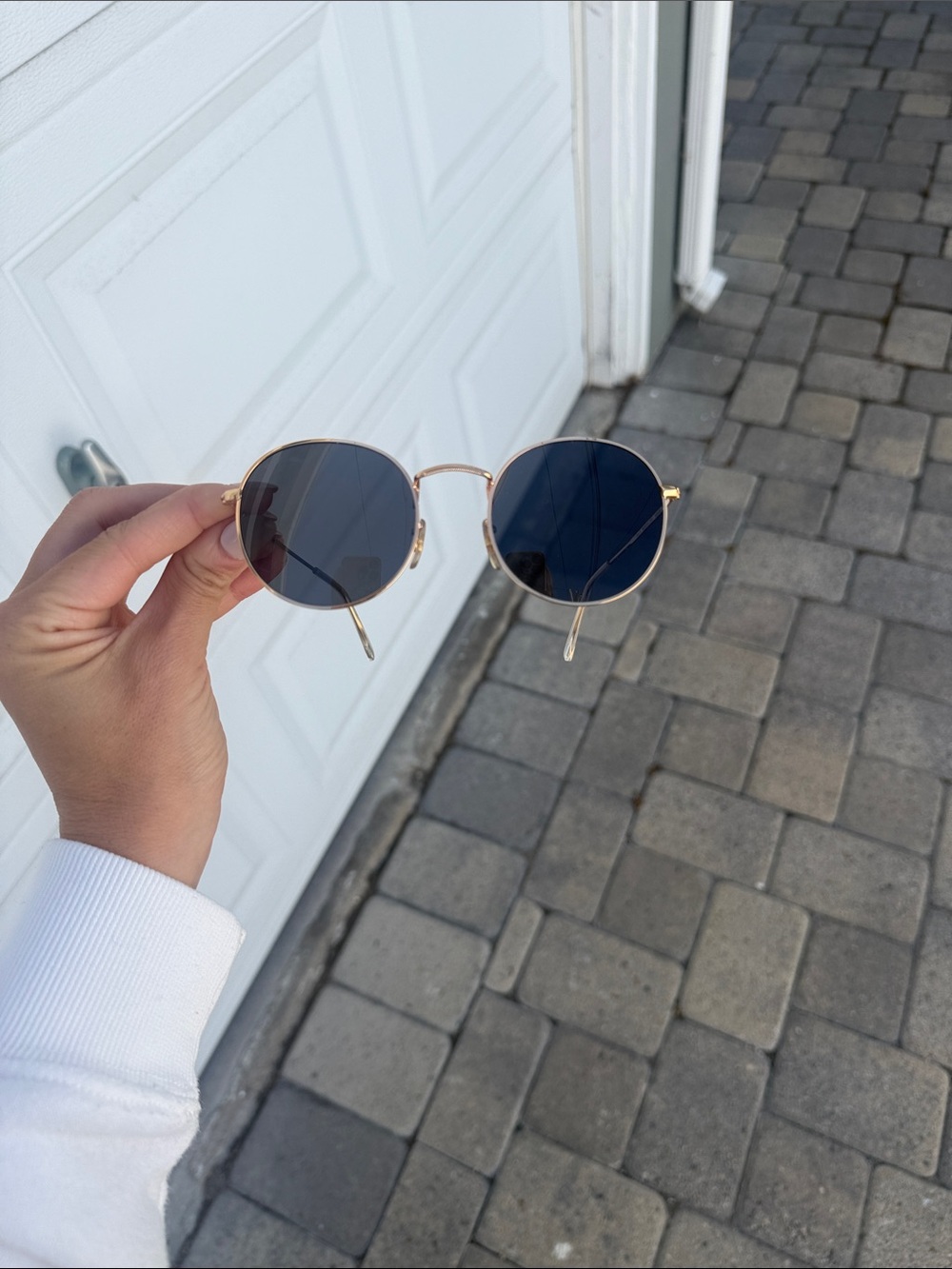 Gold Frame Black Lens Round Sunglasses - Men Accessories